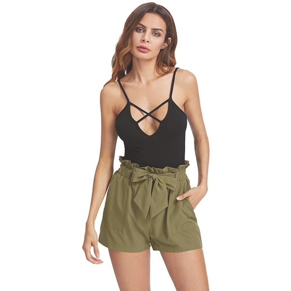 High Waist Olive Green Shorts